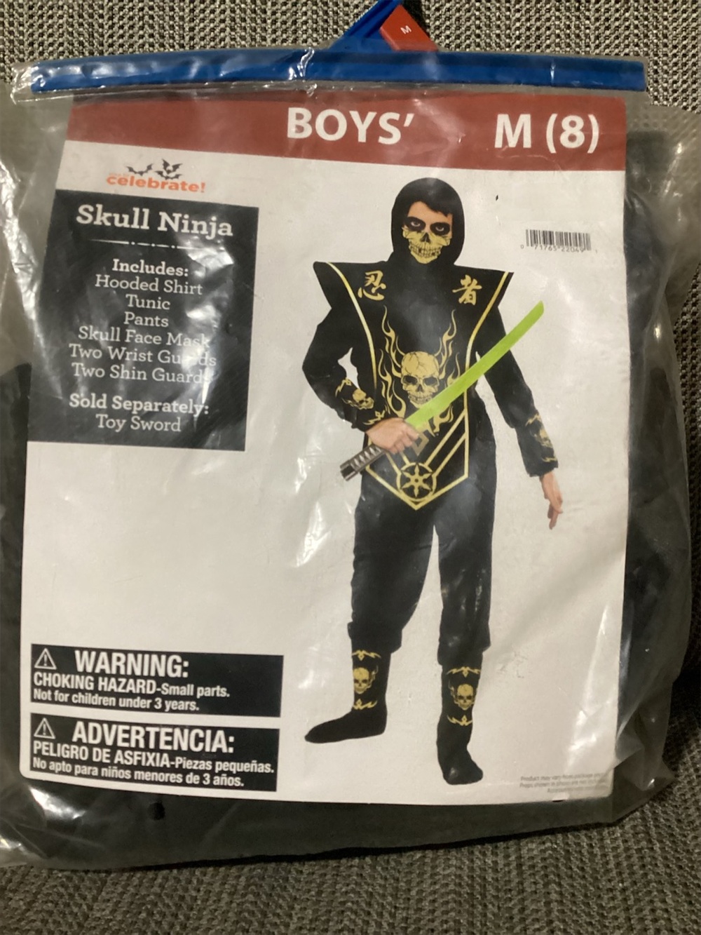 Skull Skeleton Ninja Halloween Boys’ Costume Set Size M (8) – Celebrate!